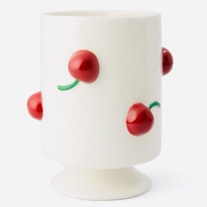 Target Bullseye Playground Valentines Day White Ceramic Holder with Red Cherries